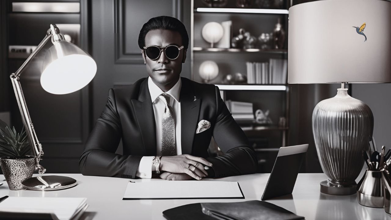 A man in a styled suit wearing shades in an opulent office - Ethical Leadership Isn’t About Being the Hero
