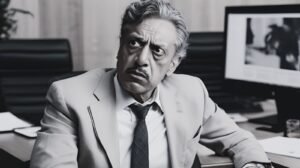 A mature man in a suit and tie with a dubious expression as he learns about work culture and leadership accountability the ethical way